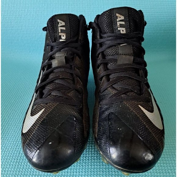 Nike Size 8 Mens Alpha Menace Pro Mid Football Cleats Black Silver - Picture 2 of 12